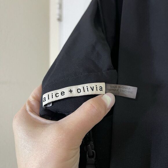 ALICE + OLIVIA Open Back Disco black silk Jumpsuit halter cowl neck US 2 $495 - Picture 10 of 11